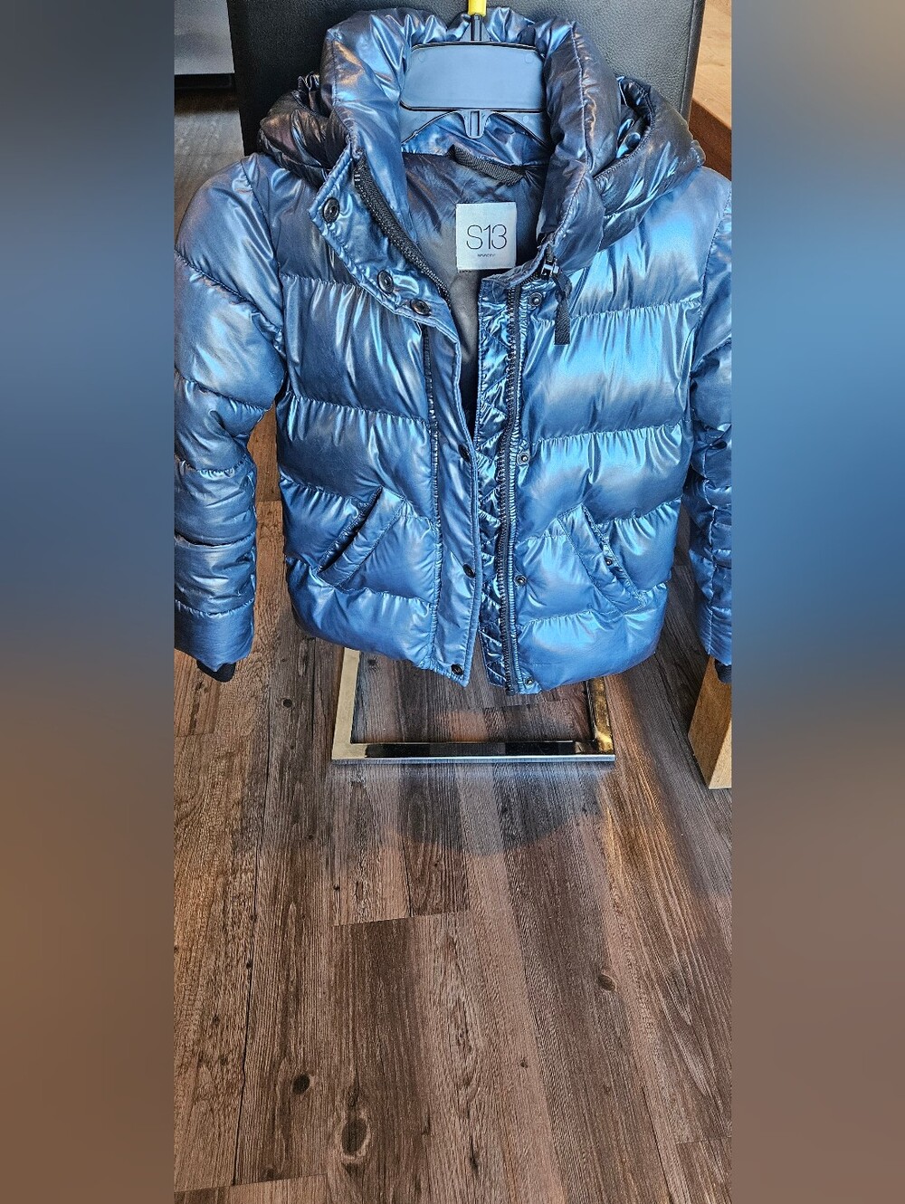 S13 Kids Metallic Blue Puffer Jacket Size 8